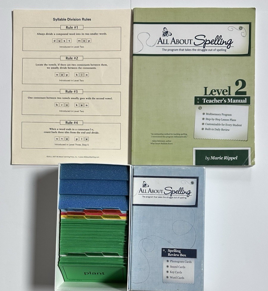 All About Spelling Student  Level 2 Teacher Cards Box Dividers Set
