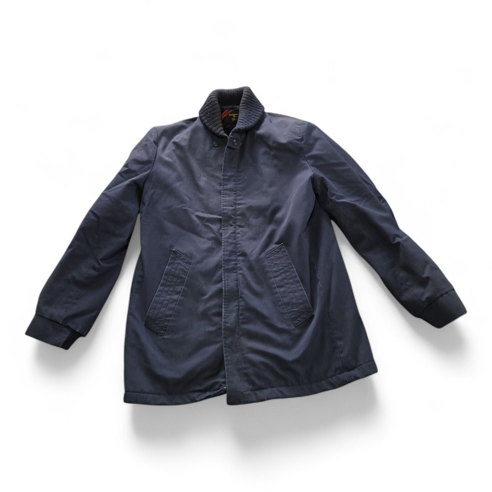 Vtg 70s Sears Outerwear Work Jacket Fleece Lined Navy Blue Full Zip Mens Size S