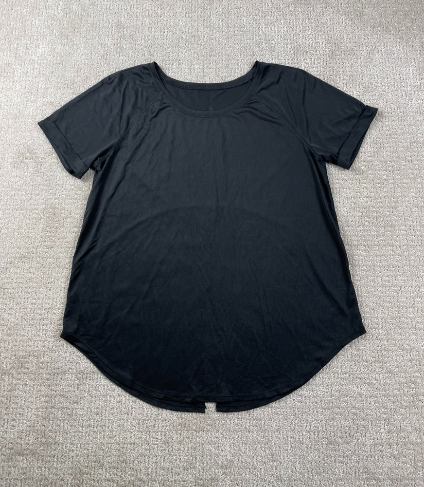Lululemon Shirt Womens M? Black Tie Back Short Sleeve Athleticwear Gymwear Yoga
