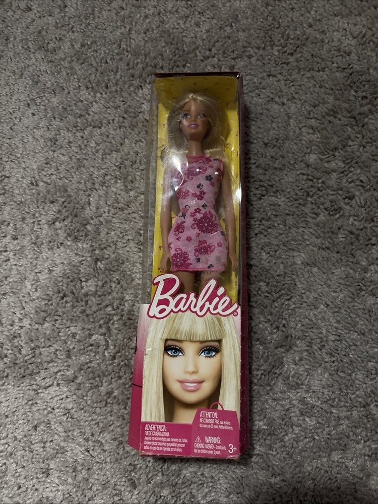 2010 Barbie Doll Pink Floral Chic Dress/ Blonde Mattel #T7441 Damage Box