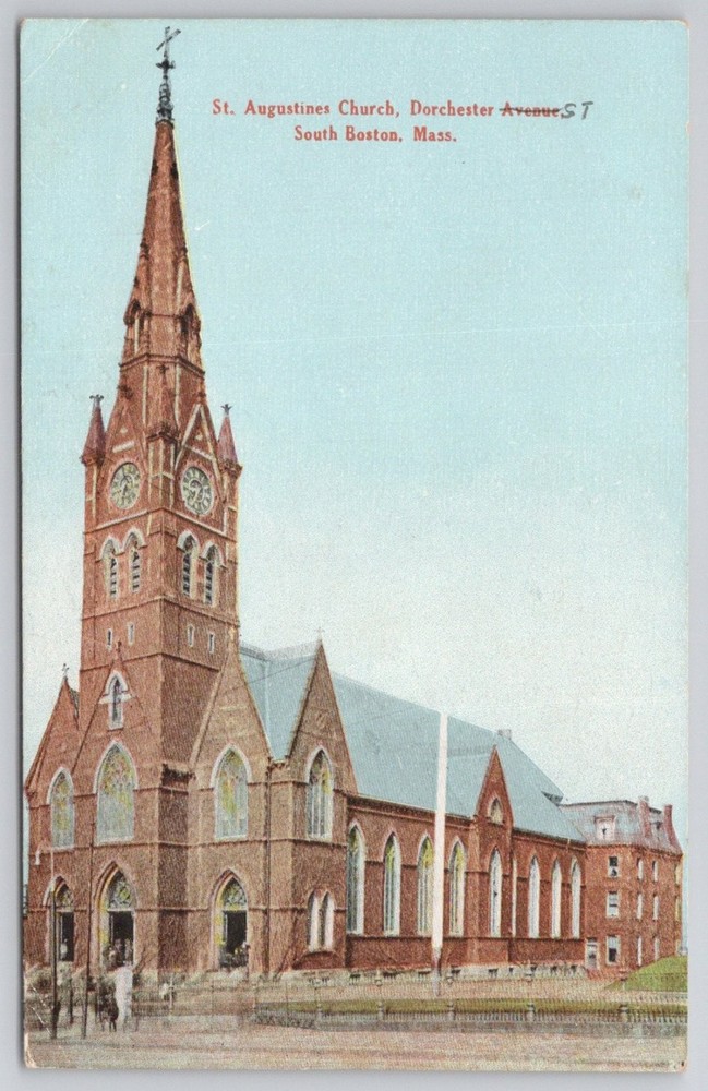 St. Augustine's Church Dorchester Ave South Boston MA Postcard c1910