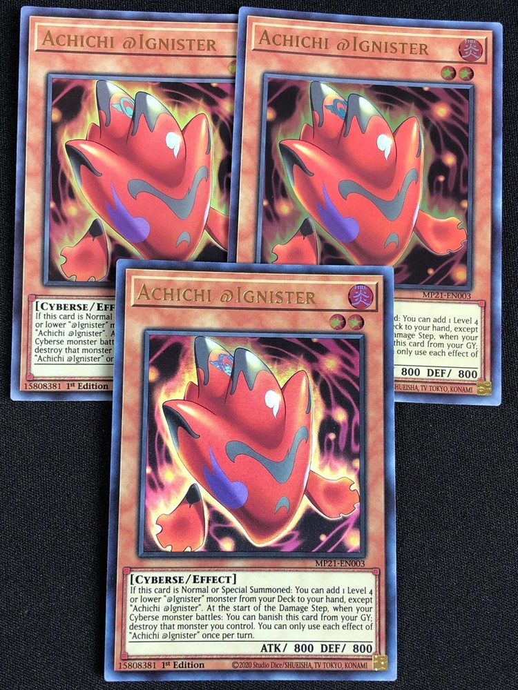 Yugioh Achichi @Ignister MP21-EN003 1st Edition Ultra Rare x3 Near Mint-image