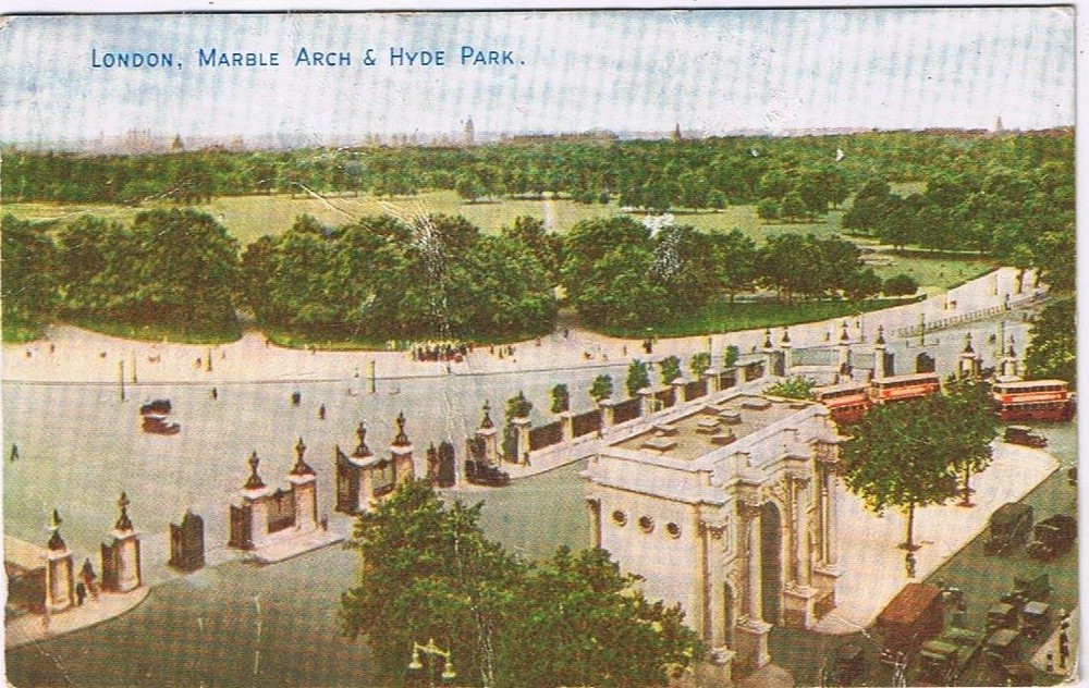 United Kingdom UK Postcard London Marble Arch & Hyde Park Photochrom 1951