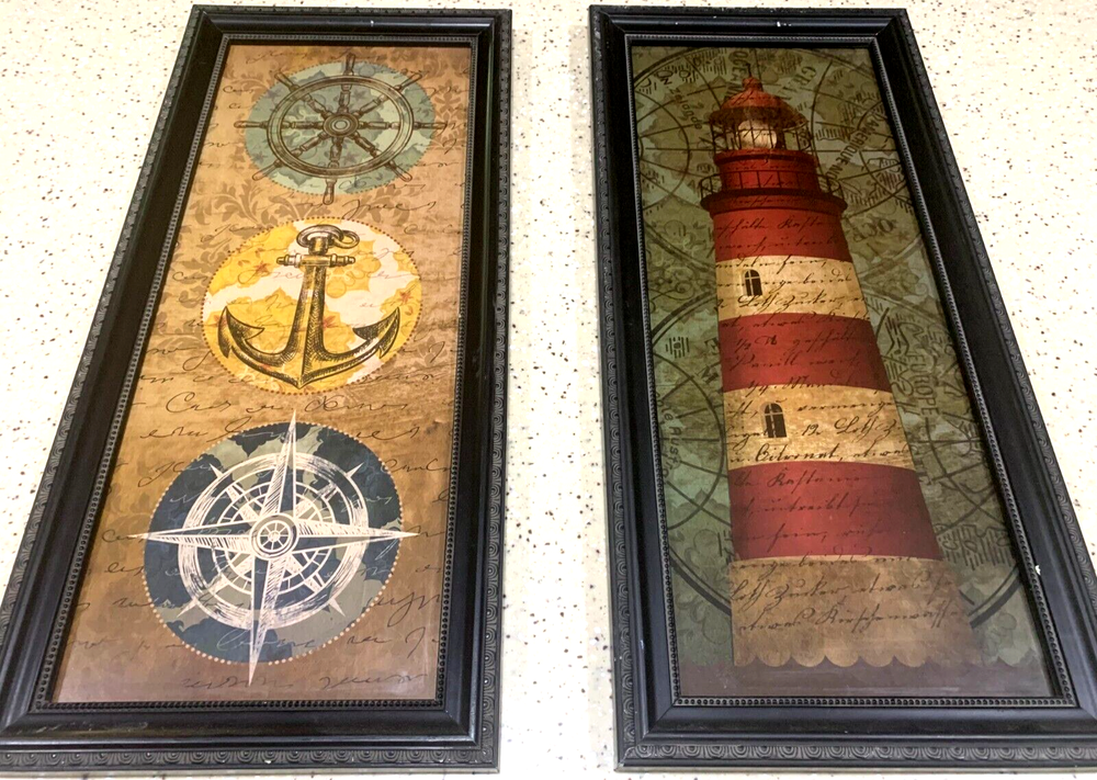 (2) Beautiful Framed and Glass Nautical Pictures for any Room