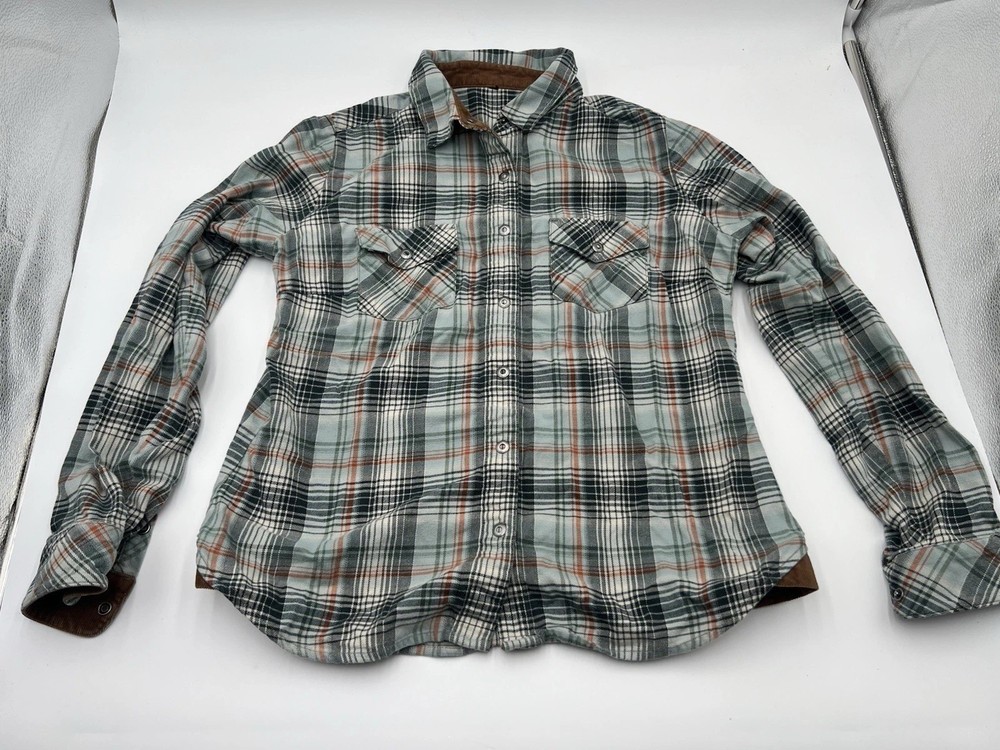 KÜHL Tess Flannel women's long-sleeve plaid shirt corduroy trim Hiking XS/S