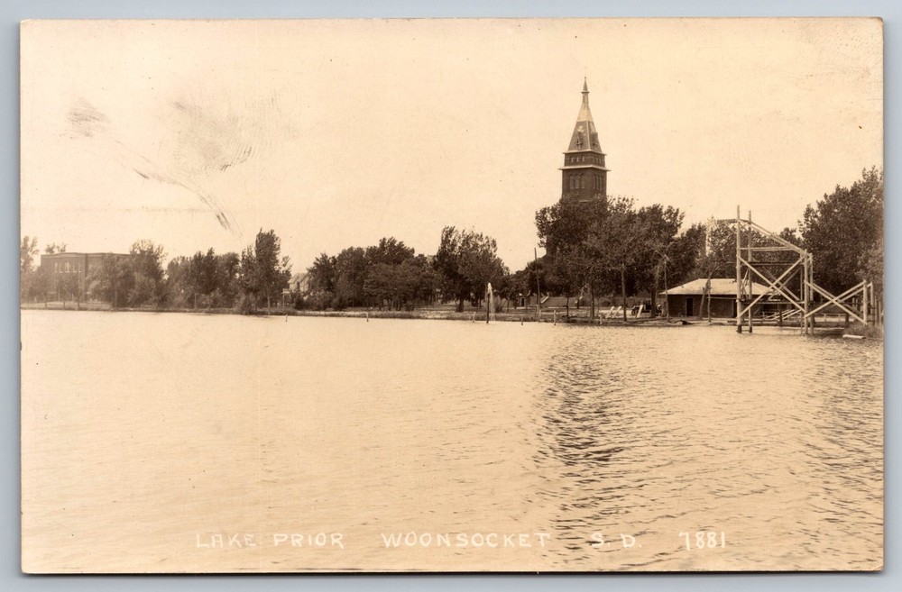 Postcard RPPC Woonsocket South Dakota S.D. Lake Prior Church