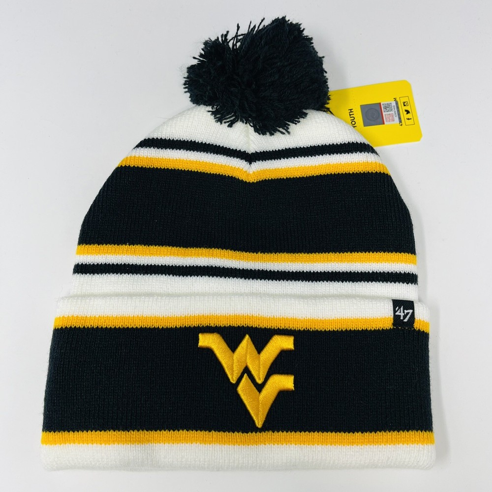 ‘47 NCAA West Virginia Mountaineers Knit Youth Beanie Toboggan Winter Hat Pom