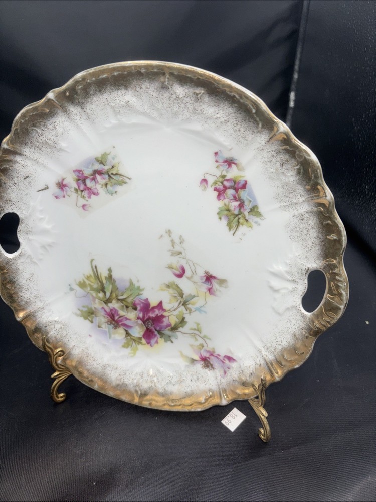 Vintage LS&S Limoges France Gold Floral Scalloped Plate 8 1/2