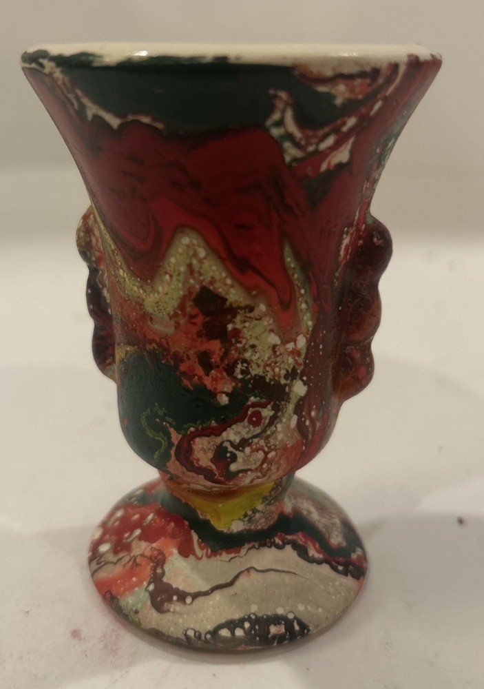 Vintage Morton Pottery End Of Day Miniature Vase Swirl Paint Sample Multicolored