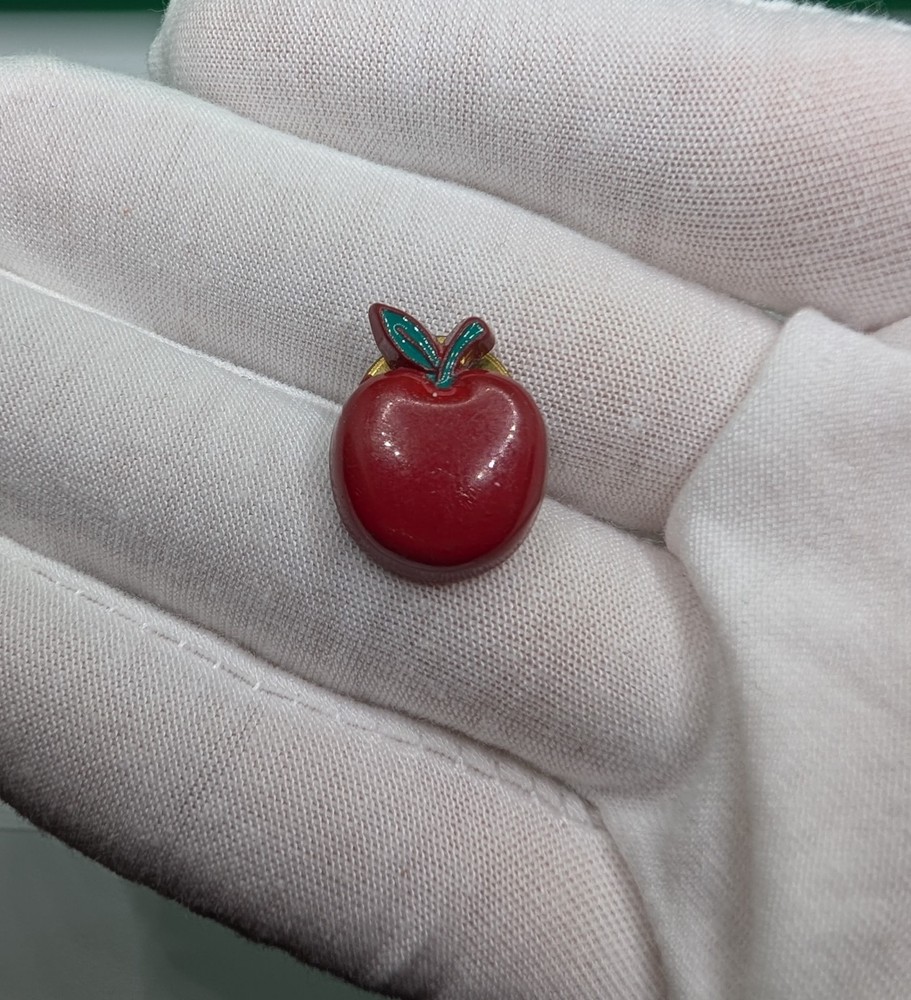 Vintage Red Apple Fruit Teacher Student Gift Enamel Lapel Pin