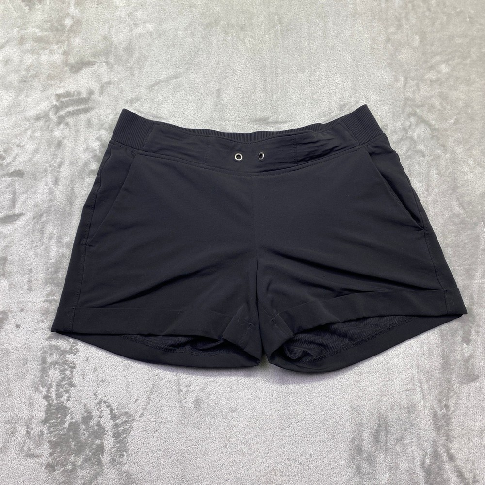Athleta Metro Shorts Black Ribbed Waistband Pockets Womens Size Medium