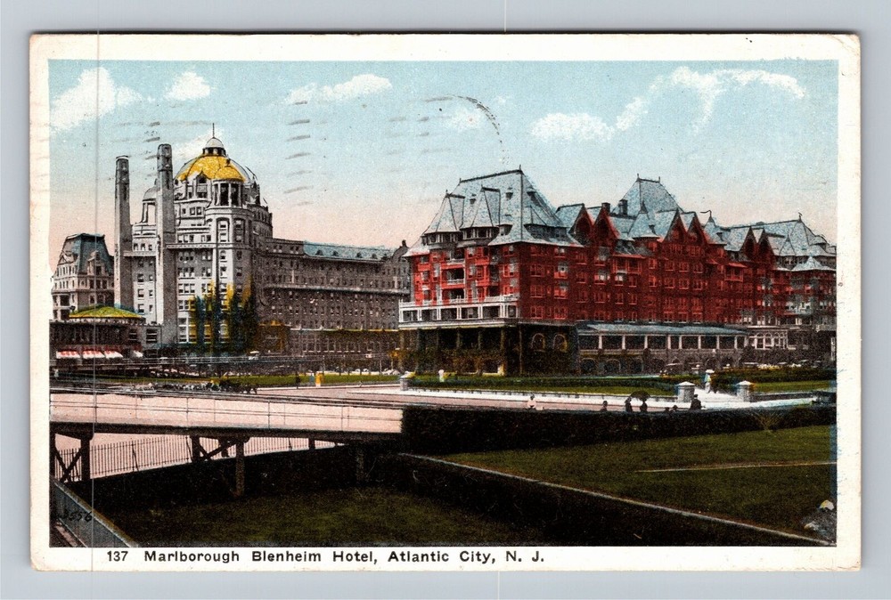 Atlantic City NJ-New Jersey Marlborough Blenheim Hotel c1916 Vintage Postcard