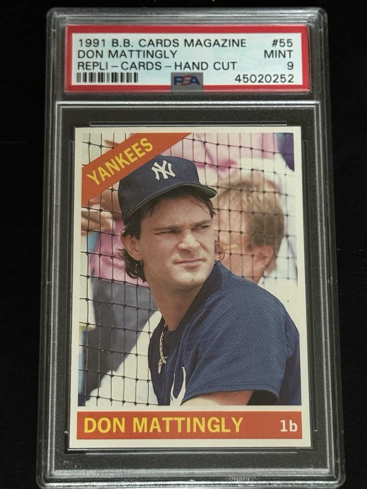1991 B.B. Cards Magazine #55 DON MATTINGLY Repli-Cards Hamd Cut PSA 9