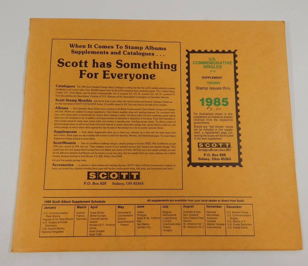 Scott Company US Commemorative Singles #15 130S085 1985 Stamp Album Pages