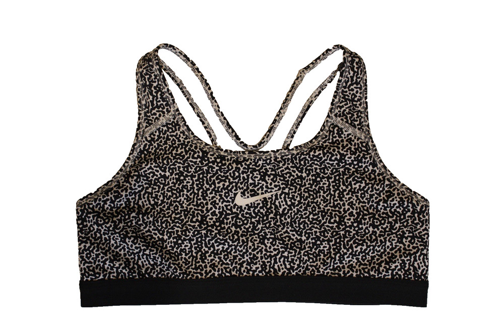 Nike Black and White Speckled Women's Sports Bra Size L