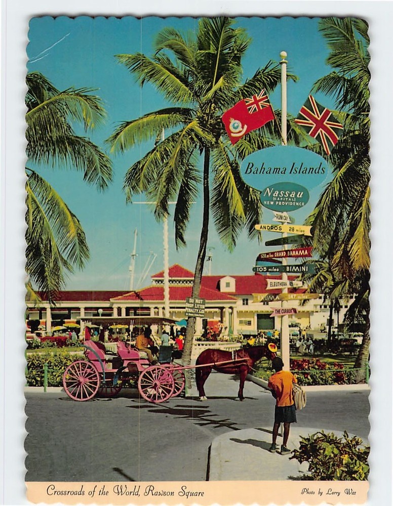 Postcard Crossroads of of the World Rawson Square Prince George Wharf Bahamas