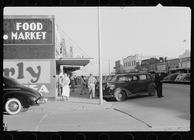 Photo:1930s Main St Food Market Storefront Vintage Cars Street Scene