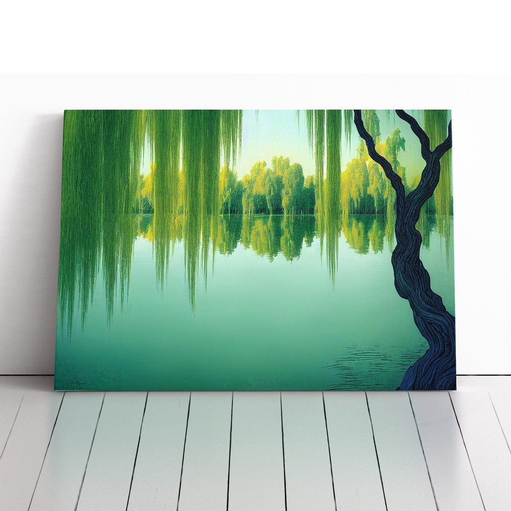 Ethereal Weeping Willow Trees Canvas Wall Art Print Framed Picture Home Decor
