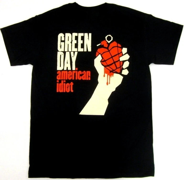 Green American Idiot Shirt Punk Rock Graphic Tee Men’s Black T-Shirt