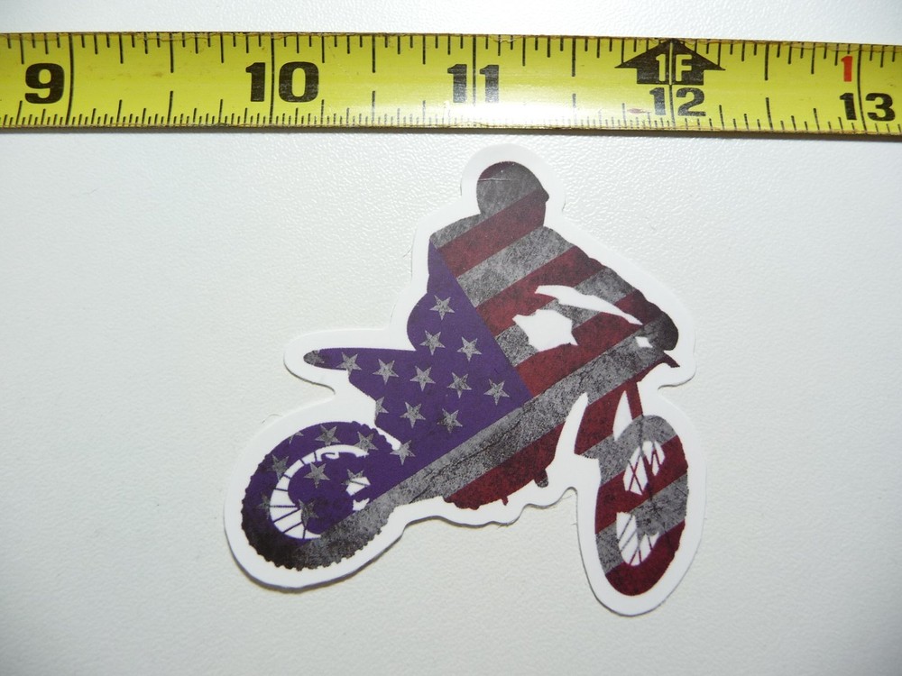 DIRT BIKE US FLAG DECAL STICKER MOTOCROSS RIDING MOTORCYCLE