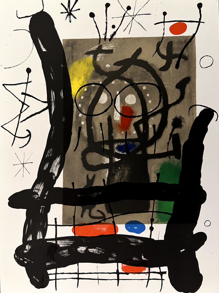 Joan Miro Original Abstract Stone Lithograph 1965 Cartoon Series #18, Limited ed