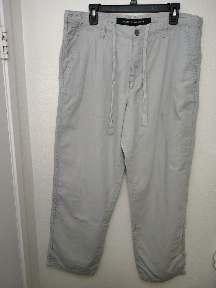 Marc Anthony Luxury Mens Sz 38 X 32 Straight Leg Linen/Cotton Pants Boho Beach
