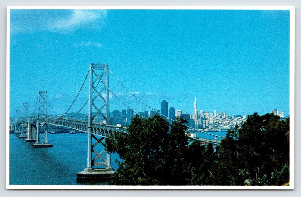 Postcard Oakland Bay Bridge San Francisco Sky Line, California Unposted