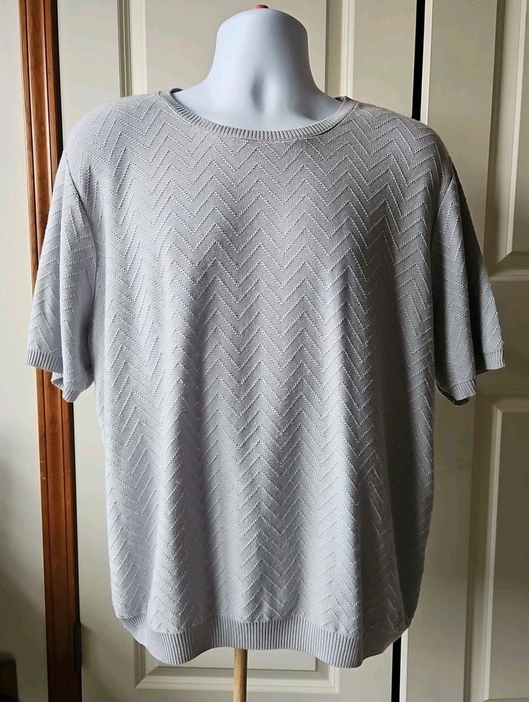 Alfred Dunner Chevron Knit Grey Sweater Short Sleeve Office Women's Size 2X