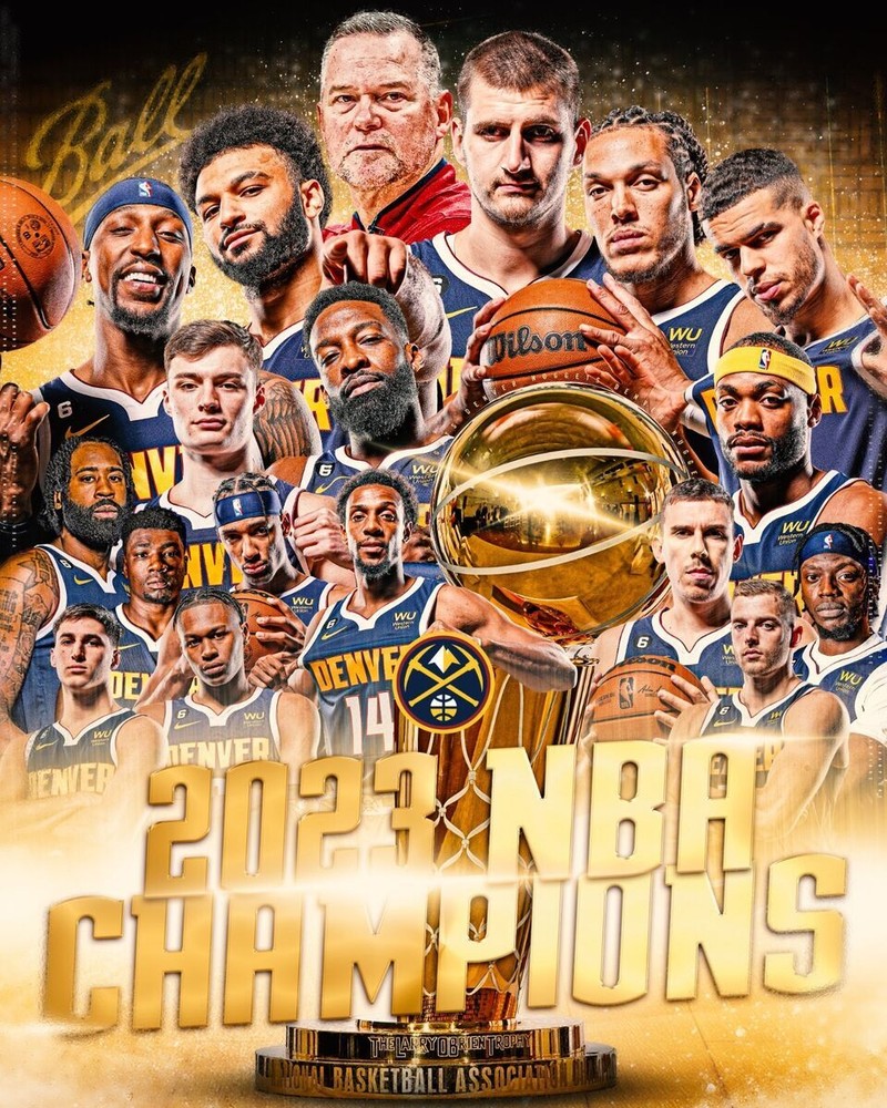 Denver Nuggets 2023 NBA Finals Championss Poster With Golden Ball 8x10 Picture C