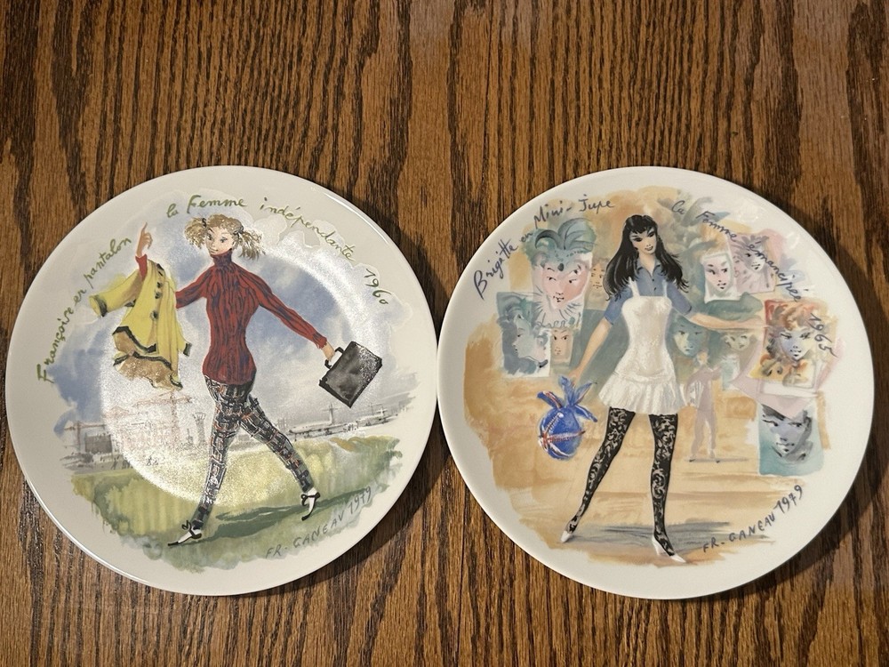 D’arceau Limoges Les Femmes du Siecle Porcelain Plates Set Of 2