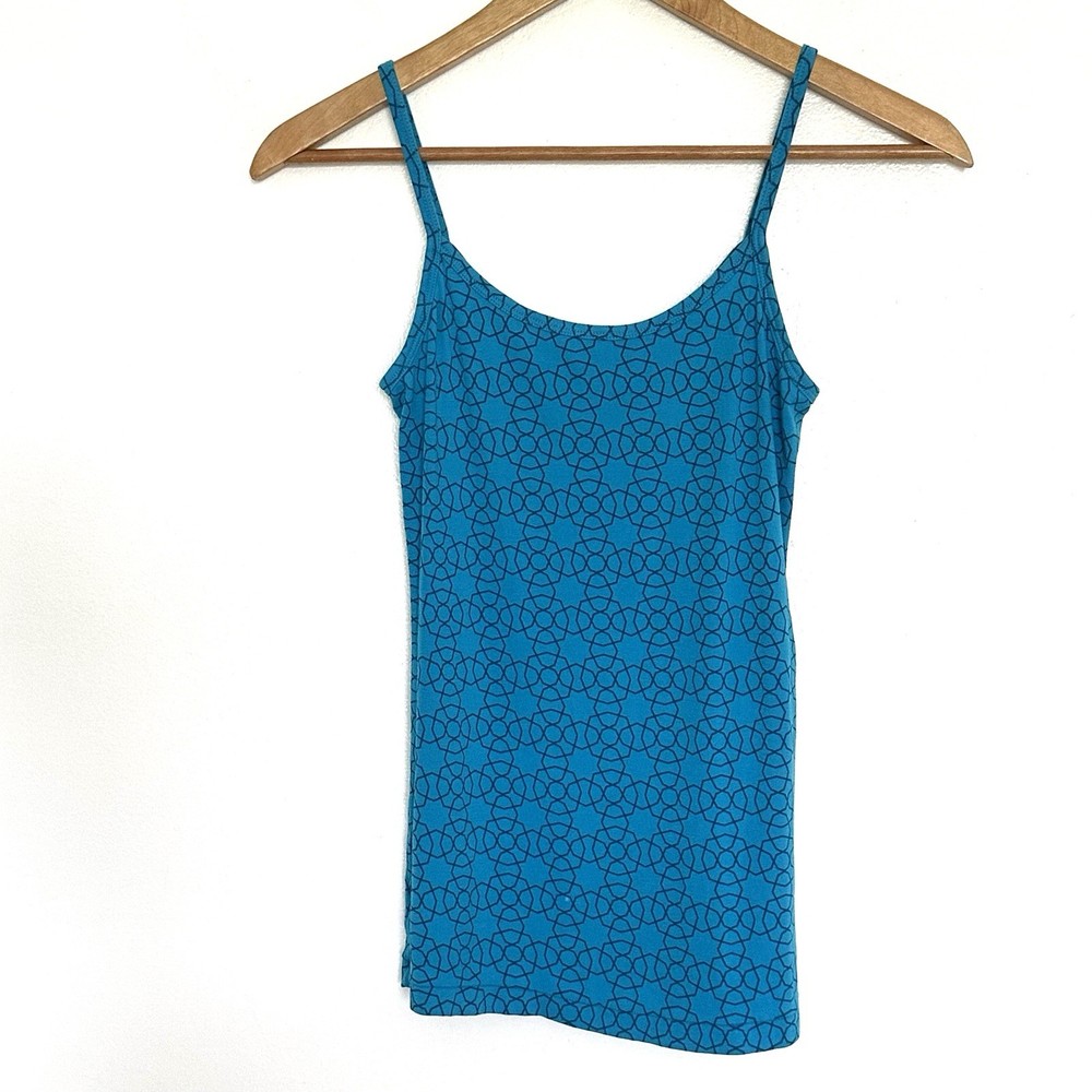 Banana Republic Women’s Tank Top Medium Blue Geometric Spaghetti Strap Pullover