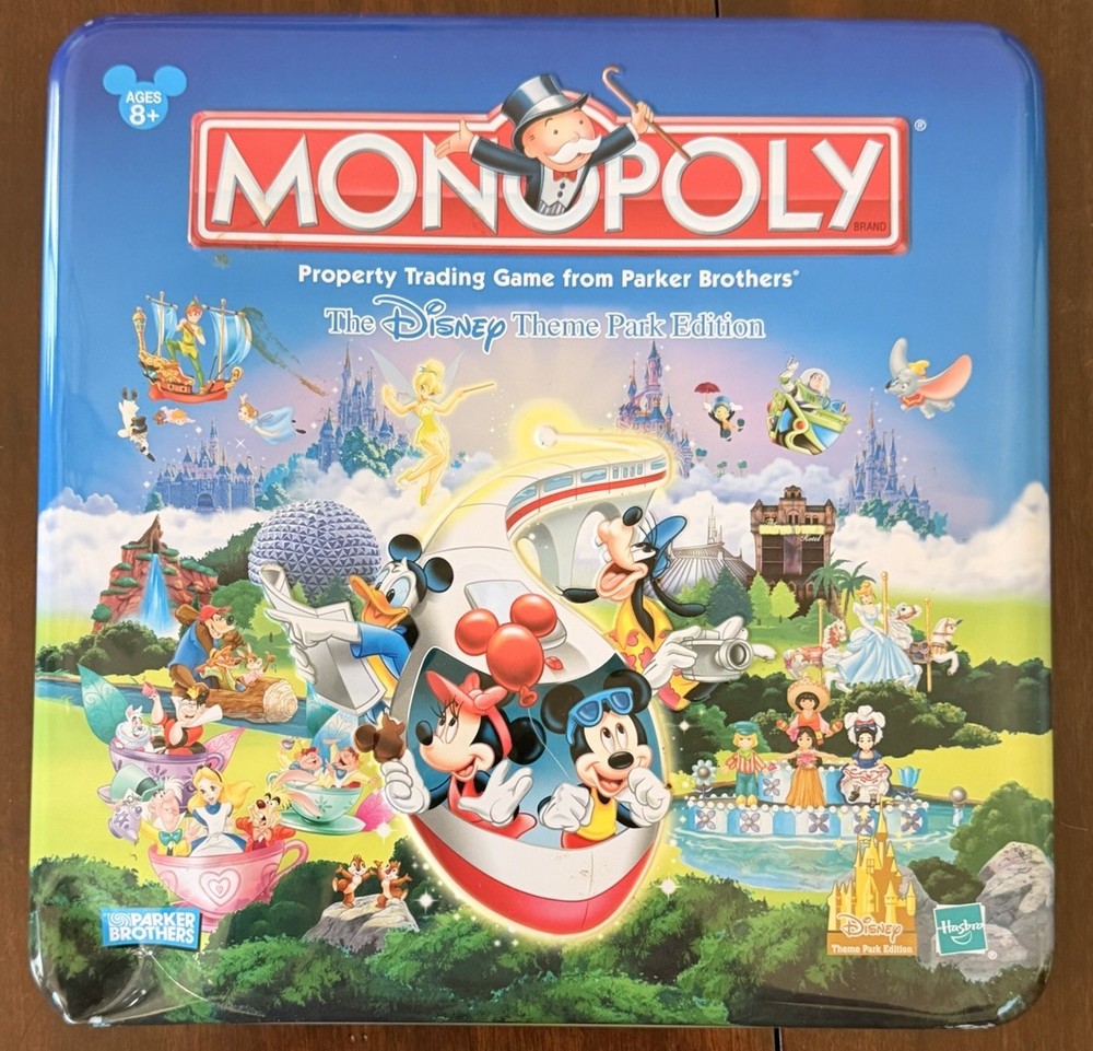 Monopoly The Disney Theme Park Edition Tin Box 2002 Rare Board Game. Complete