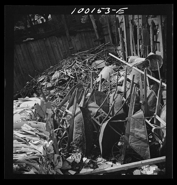 Photo:1930s Junkyard Scrap Metal Pile Auto Parts Waste Yard