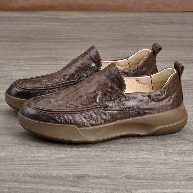 2026 New Spring Men's Genuine Leather Casual Slip on Round Toe Loafers Shoes Sz