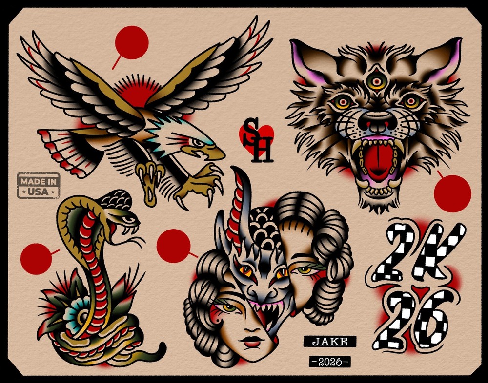 American Traditional paradox Tattoo Flash Print 11x14