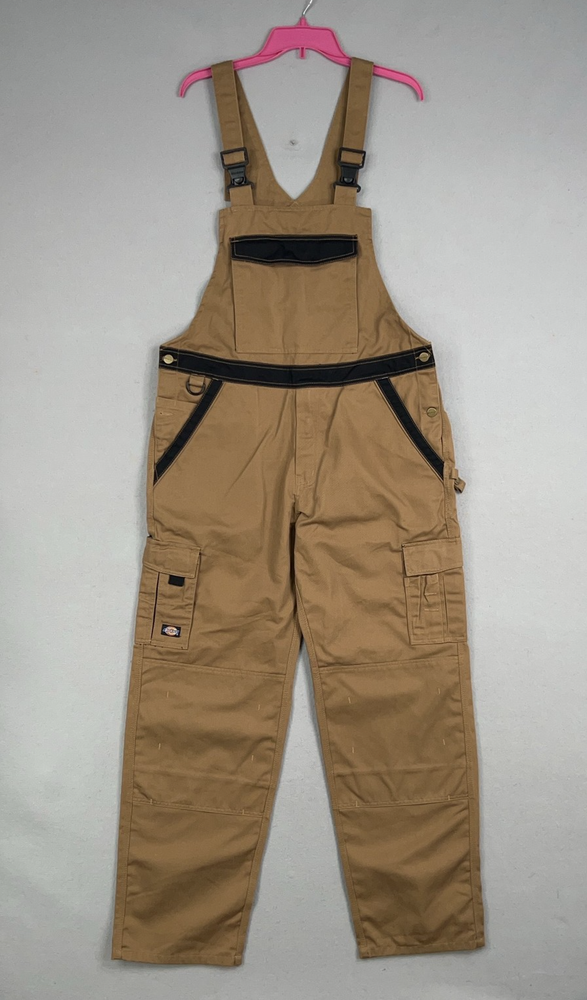 Dickies Mens 38R Brown Black Utility Work Overalls Durable Carpenter Pants