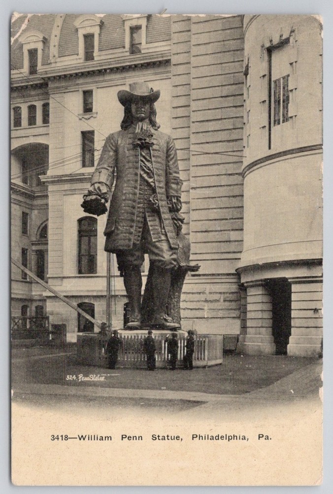 William Penn Statue Philadelphia PA Early 1900s RPPC Postcard City Hall