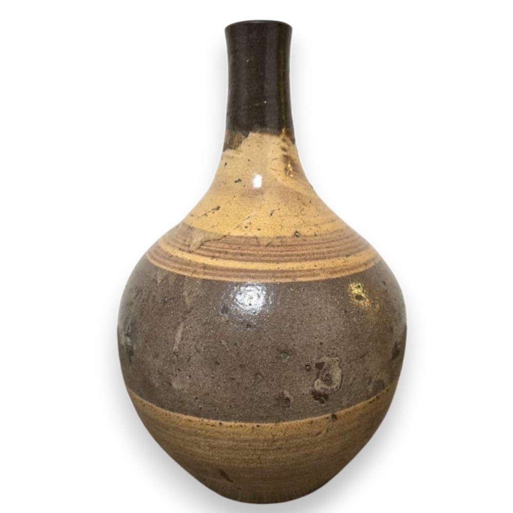 Karatsu Pottery Vase Edo Period 18th Century Japanese Antique Ceramic 7.9 inch