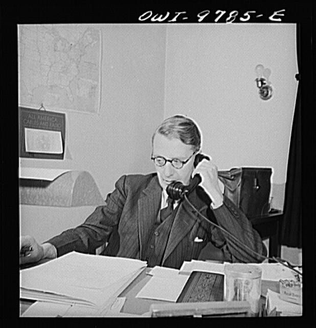 Washington DC Netherlands Legation Official 1942 Man at Desk on Phone