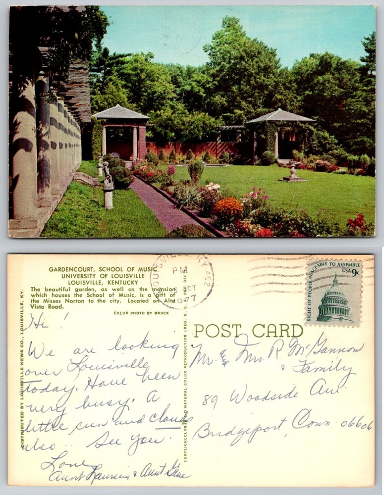 Gardencourt School of Music University of Louisville KY Postcard 1977