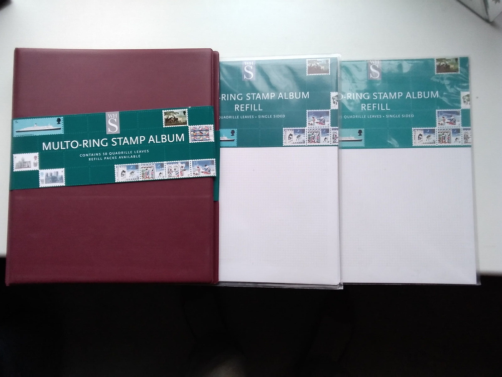W H SMITH  MOLTO  RING  STAMP  ALBUM  & EXTRA LEAVES