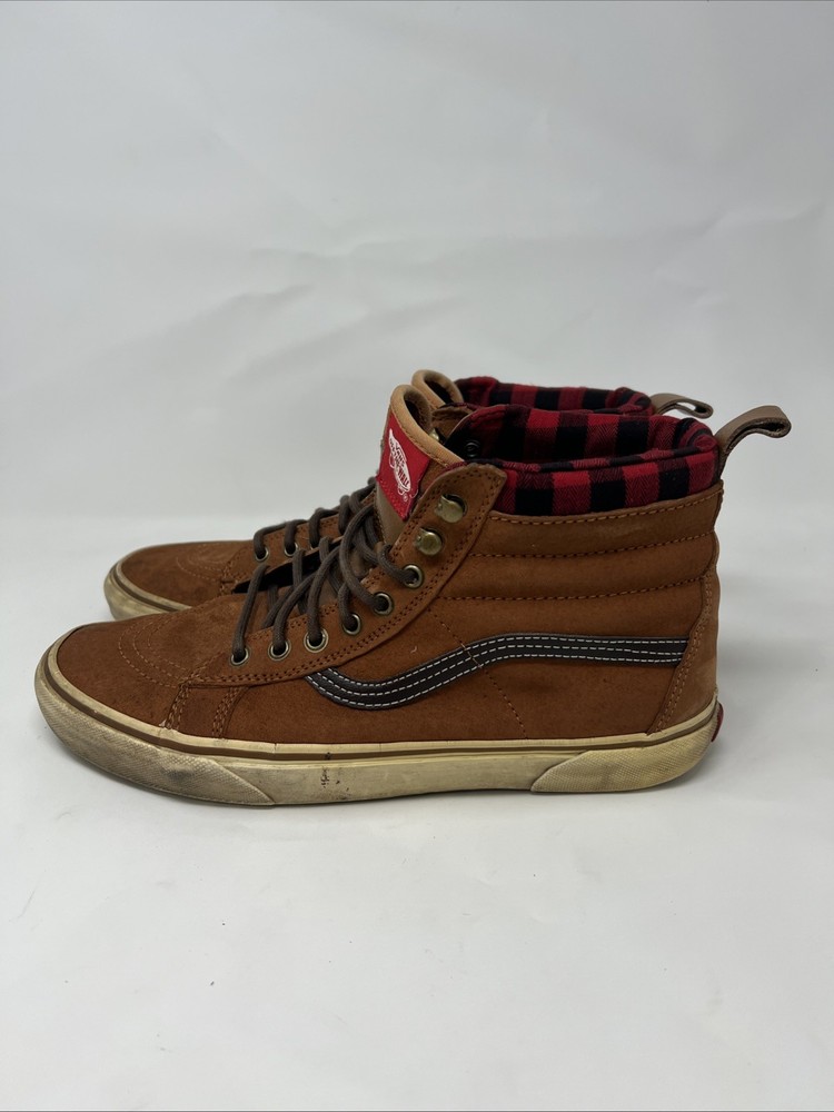 VANS Sk8-Hi MTE Scotchgard Men's Sneakers Brown, Plaid Suede, Size 10.5 US