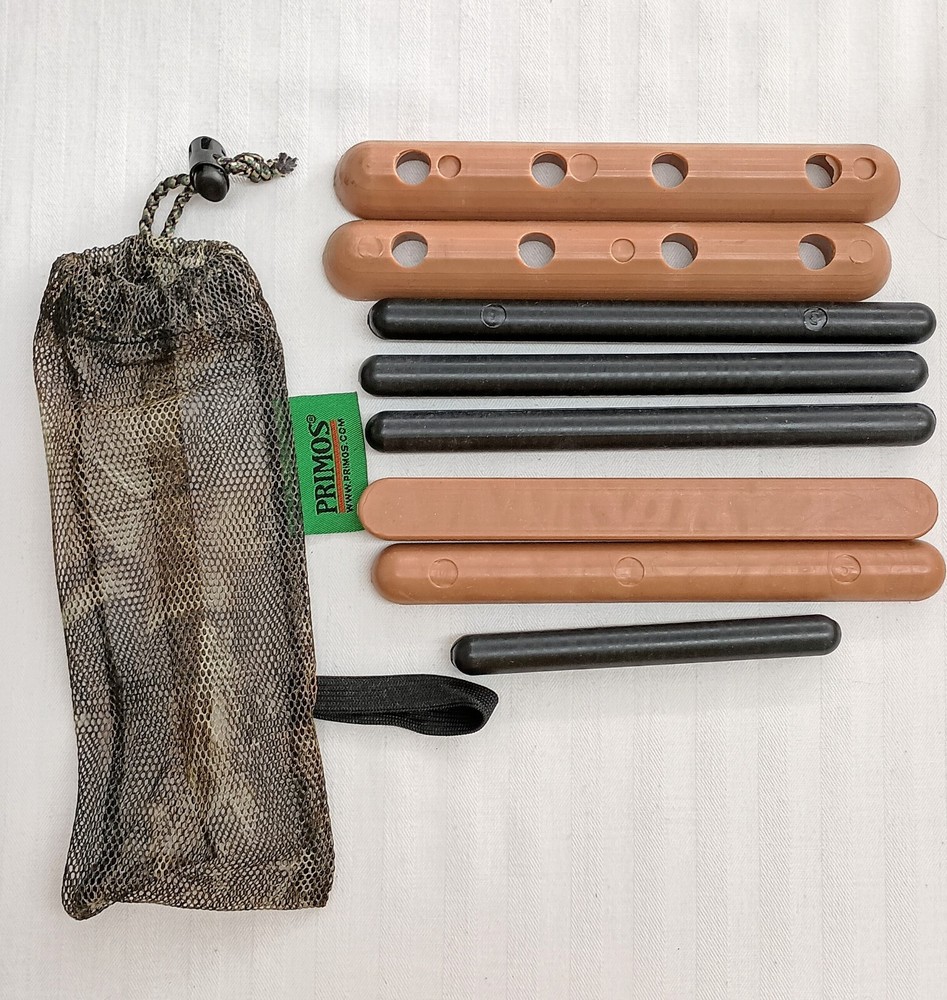 PRIMOS Big Bucks Bag RATTLE STICKS w/ BAG Camo Deer Rattle Game Call Used Once?