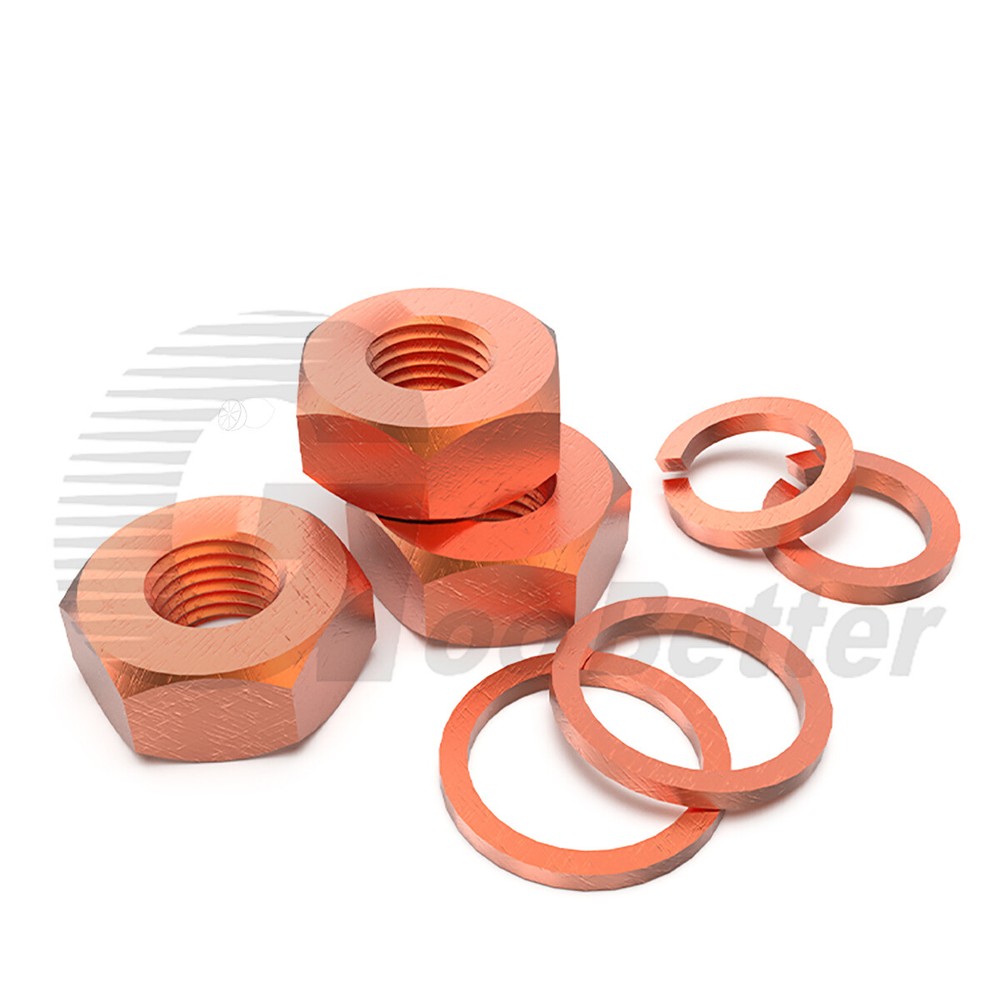 Copper Hex Full Nuts Flat Washer Spring Washers M3 M4 M5 M6 M8 M10 M12 M14-M24