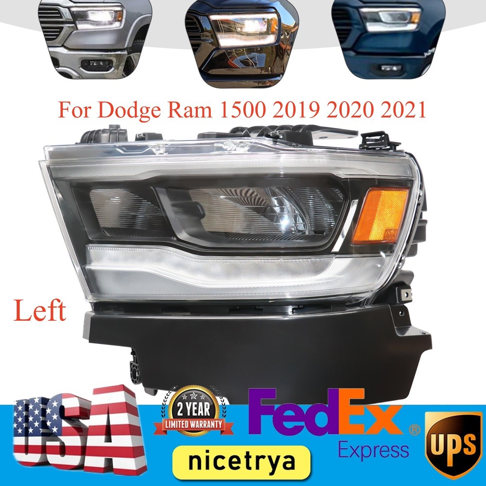 Full LED Left Headlight Driver Side Headlamp For 2019-2022 Dodge Ram 1500