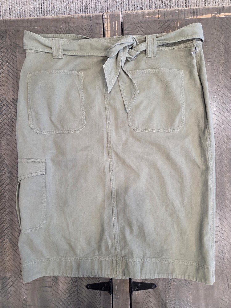 VTG Y2K Ralph Ralph Lauren Olive Green Pencil Midi Skirt Cargo Pockets Size 16