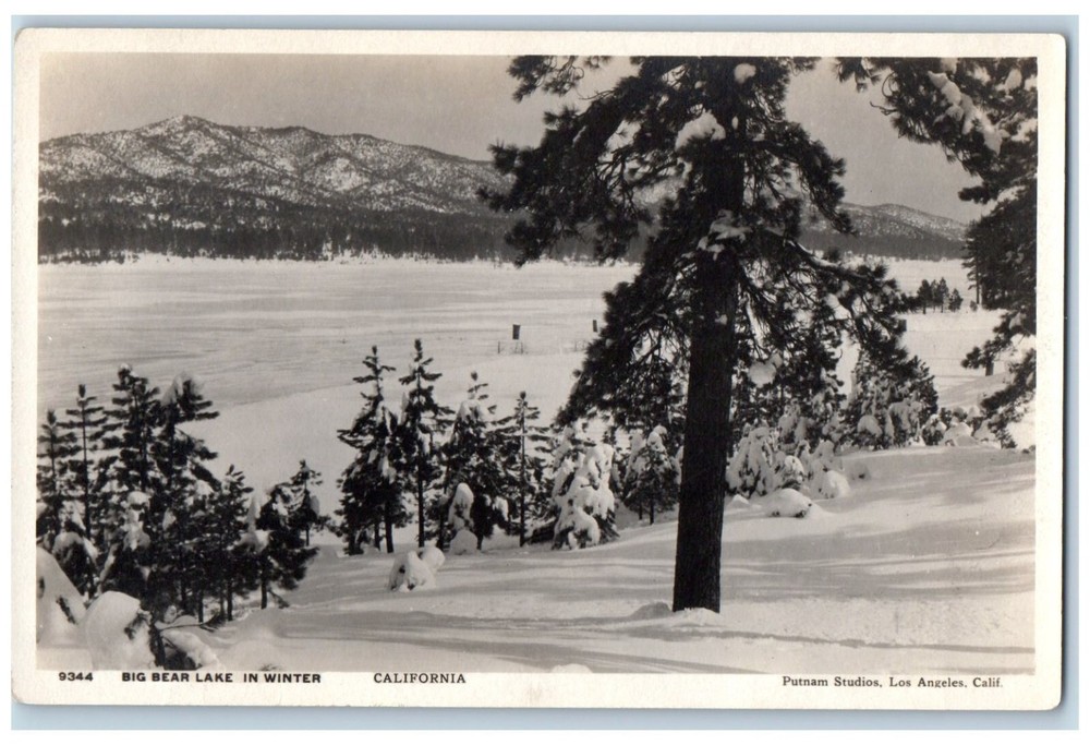 c1910's Big Bear Lake In Winter California CA, Pine Trees RPPC Photo Postcard