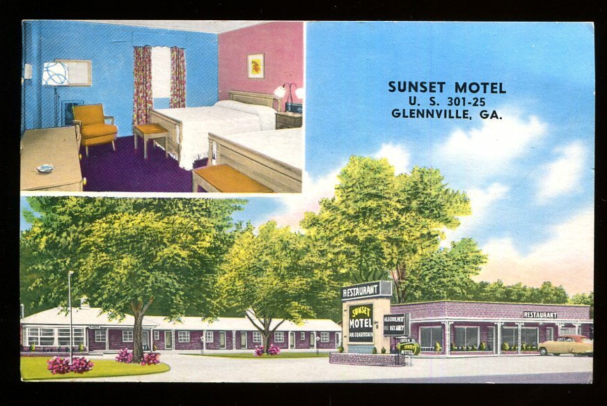 1960s Sunset Motel  Restaurant  Glennville, Georgia  E D Rice  AAA
