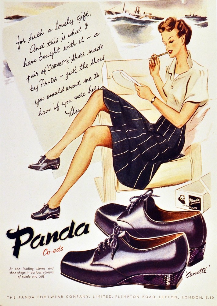 Poster print.Interior design Art.Retro fashion.Panda fancy shoe.6340
