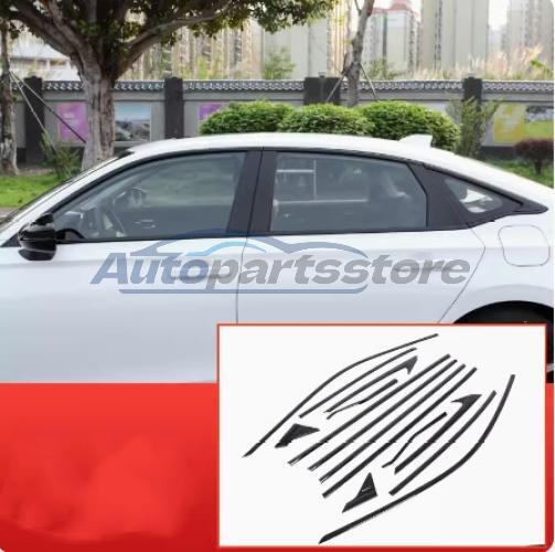 For Honda Civic 2022-2023 Black Steel Window Full Molding Strip Cover Trim 14Pcs
